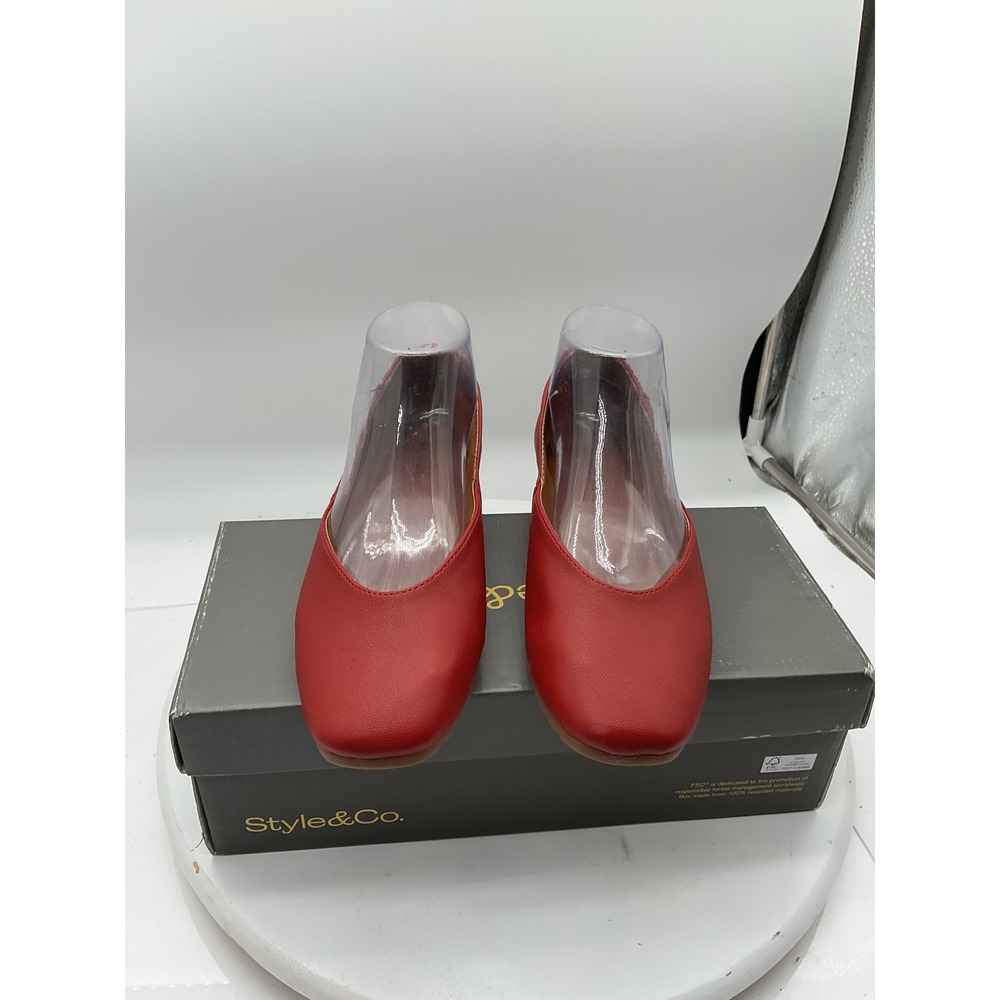 Style & Co Ashtonnp Crimson Red Square Toe Ballet Flats Womens 7M New In Box